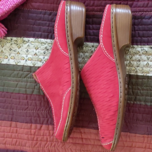 JENNY By ARA* Red nubuck leather slip on mule low heel flat stylish shoes - Picture 9 of 11